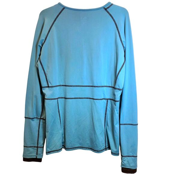 Mountain Hardwear Butter Button Layered Top Long Sleeve Womens Sz XL Teal Green - Picture 6 of 12